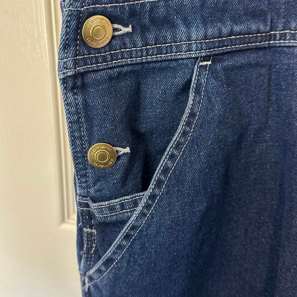 Carhartt NWT Loose Fit Denim Rib Overalls Size 38x34 Workwear Farm Chore Pockets - Picture 5 of 16